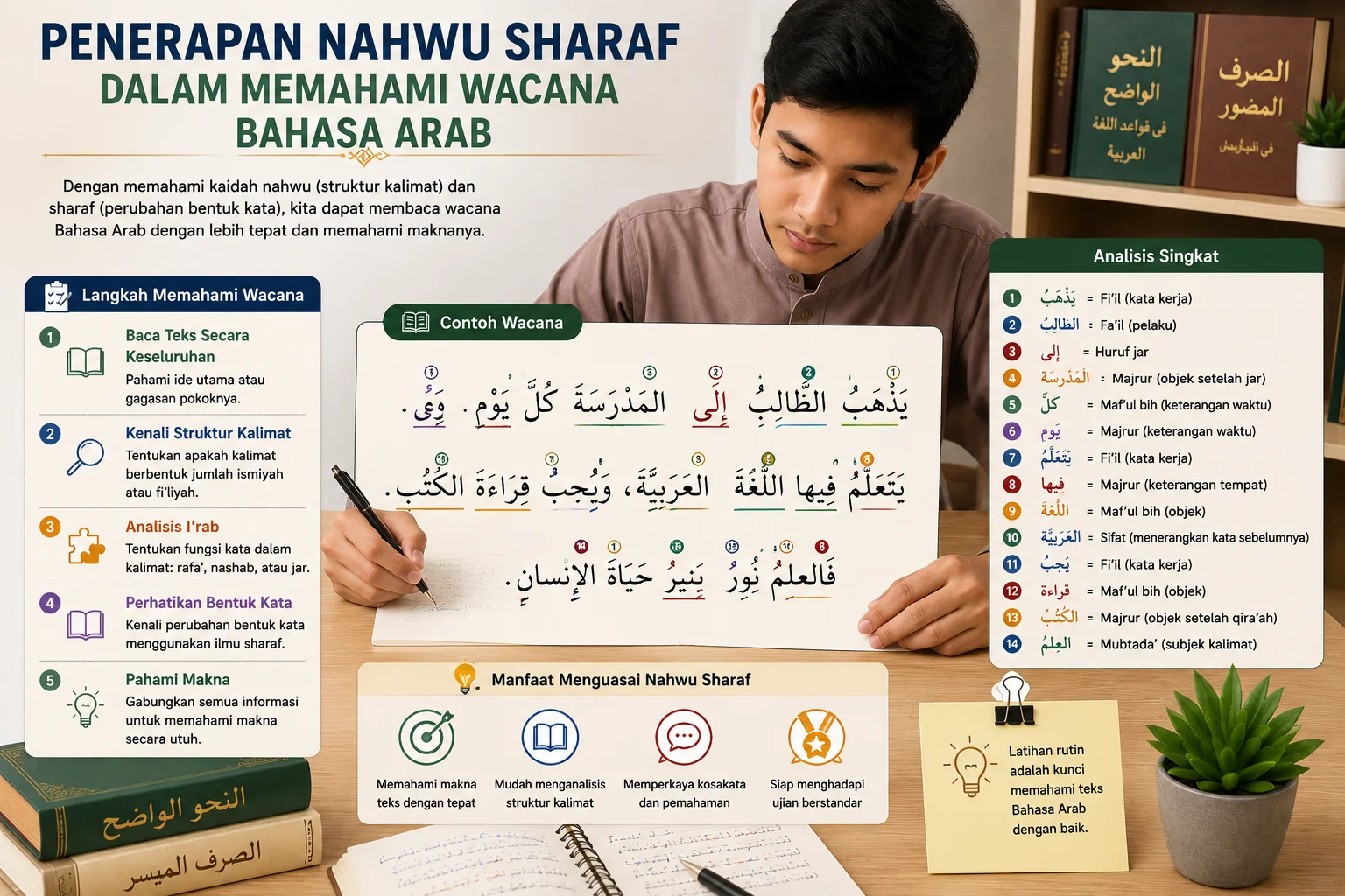 Penerapan nahwu sharaf untuk memahami dan menganalisis wacana Bahasa Arab