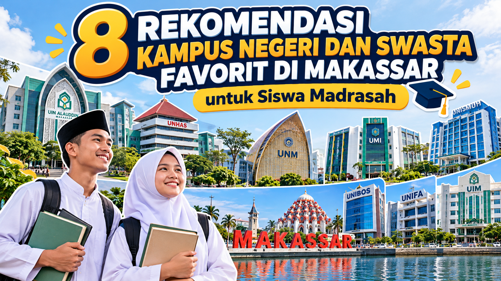 Rekomendasi 8 kampus negeri dan swasta favorit di Makassar untuk siswa madrasah