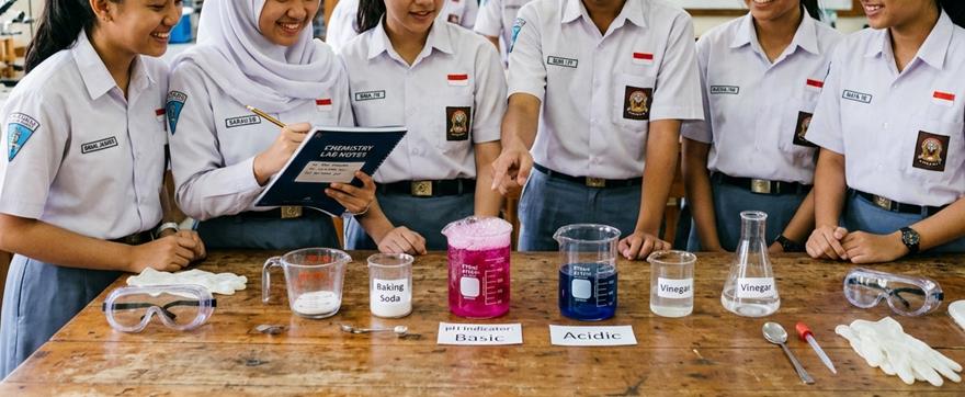 Pengamatan reaksi kimia bahan dapur dan pencatatan lembar hasil praktikum mandiri